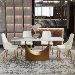 Shivani 6 - Person Sintered Stone Top Pedestal Dining Set